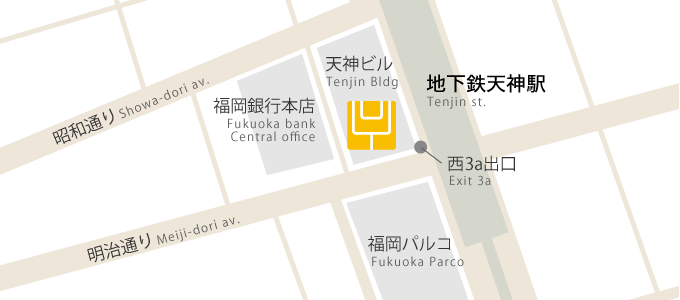 スタジオ・ヨギー福岡天神の地図