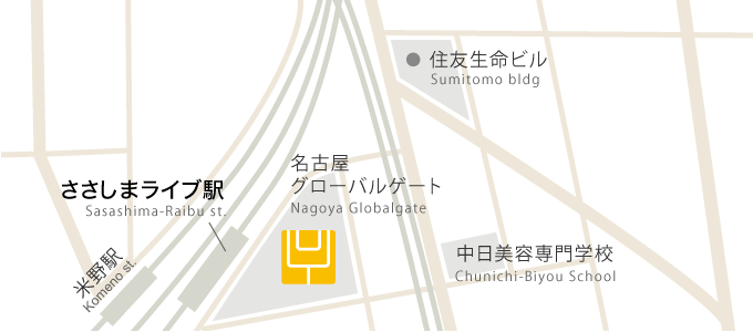 スタジオ・ヨギー名古屋グローバルゲートの地図